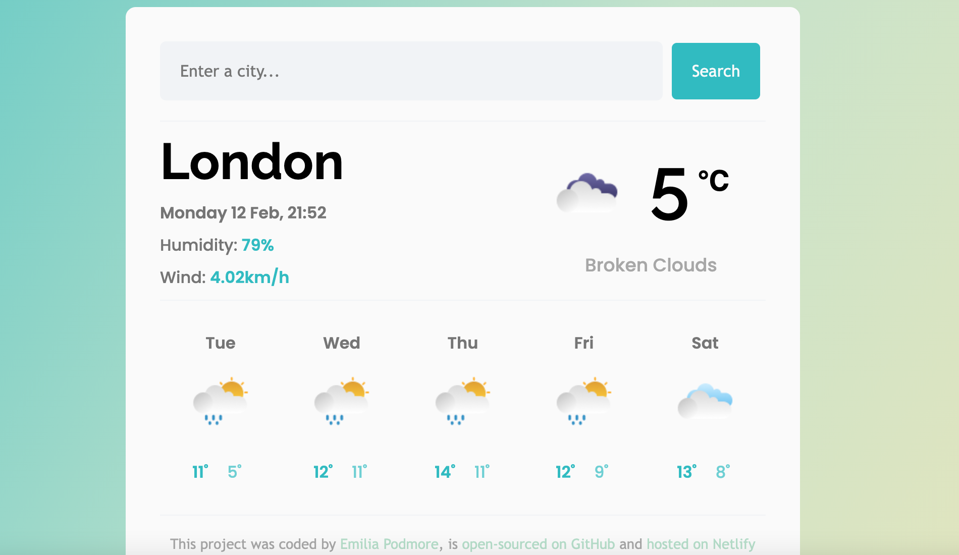 Weather App project preview